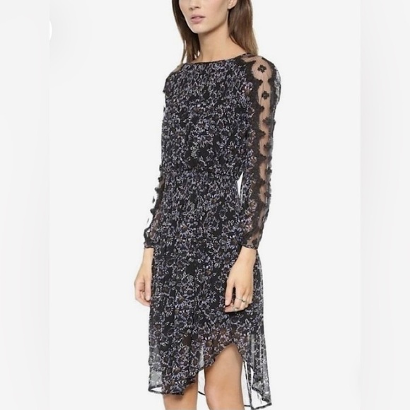 Free People Open Waters Charlotte Long Lace Sleeve Floral Dress small - Picture 1 of 16
